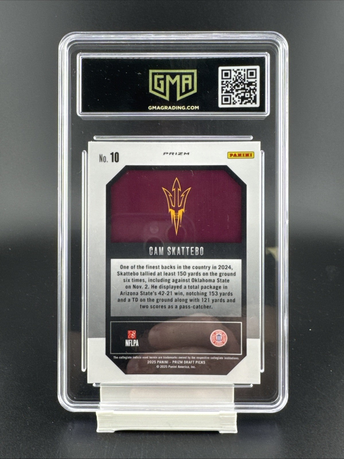 Panini 2025 Prizm Draft Picks Green Prizm Cam Skattebo #10 Rookie GMA 10