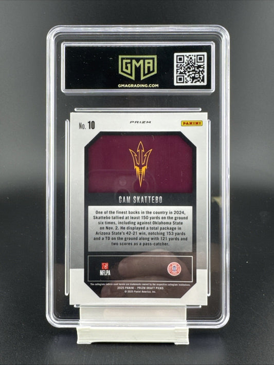 Panini 2025 Prizm Draft Picks Green Prizm Cam Skattebo #10 Rookie GMA 10