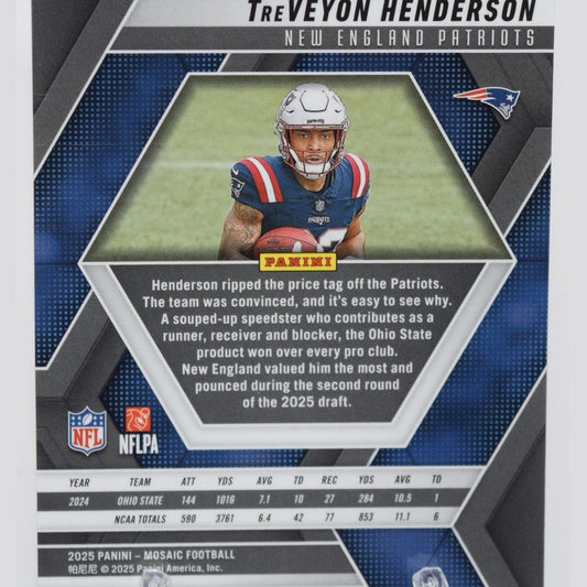 2025 TreVeyon Henderson Panini Mosaic RC #325 Patriots Rookie