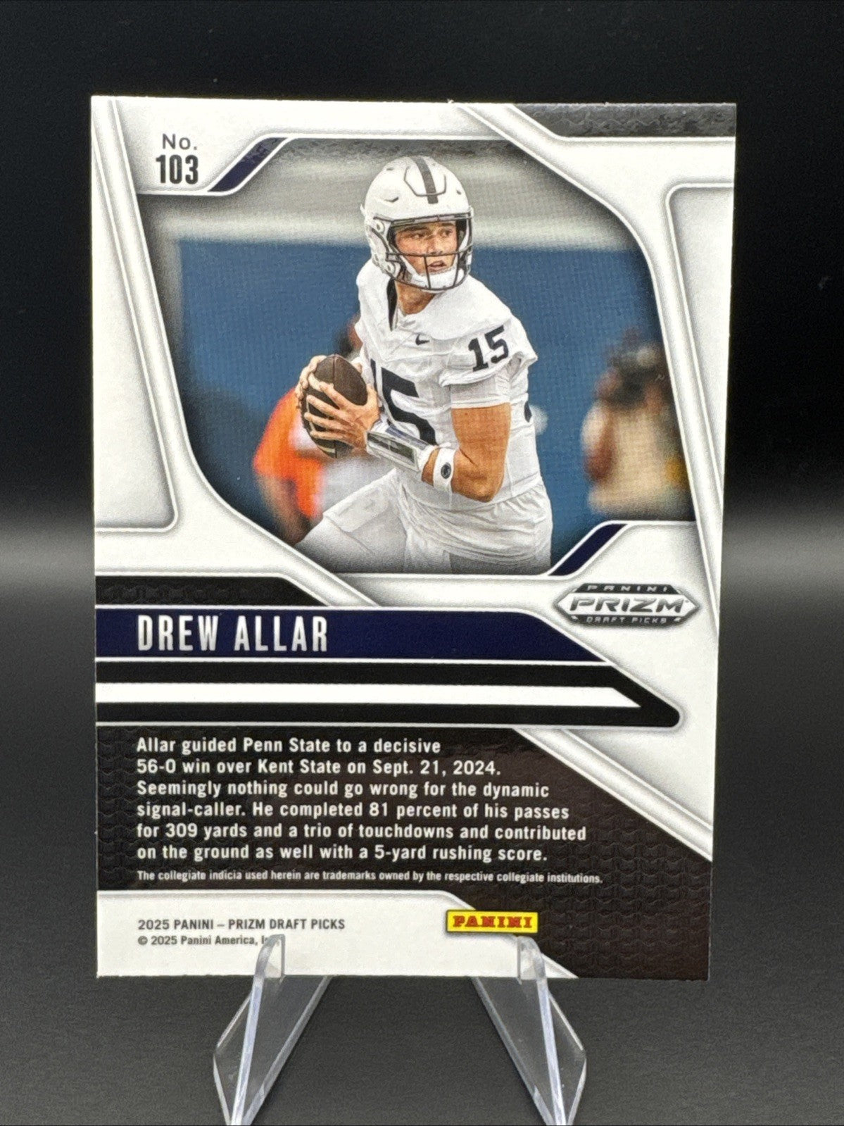 2025 Panini Prizm Draft Picks Drew Allar #103 Rated Prospect Base