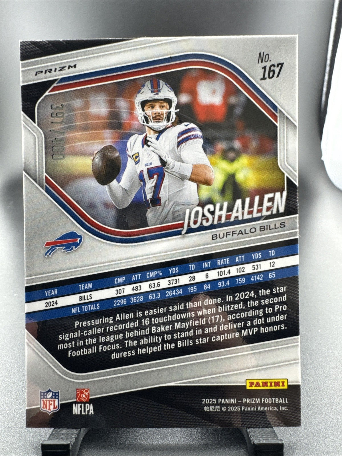 Josh Allen 2025 Panini Prizm Pandora /400 Card #167 Buffalo Bills MVP