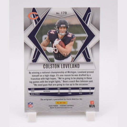 Colston Loveland 2025 Panini Phoenix #179 Rookies Silver Auto Rookie RC /199
