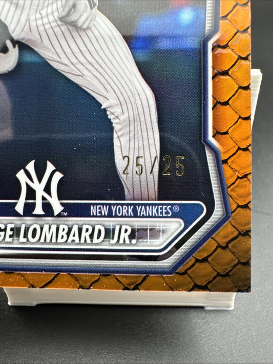 2026 Bowman Chrome George Lombard Orange Reptilian 25/25 Refractor Yankees