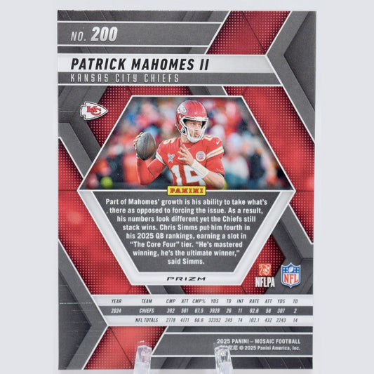 2025 Patrick Mahomes II Kansas City Chiefs Panini Mosaic Prizm Card #200