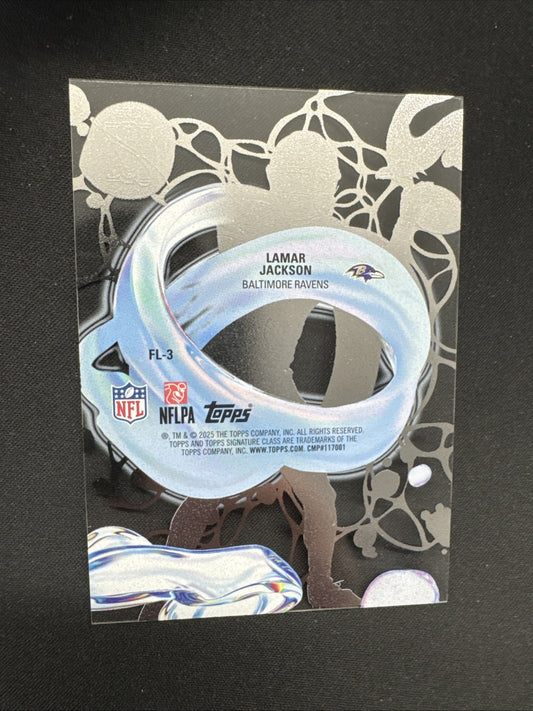 Topps 2025 signature class fluidity Lamar Jackson Insert FL-3.