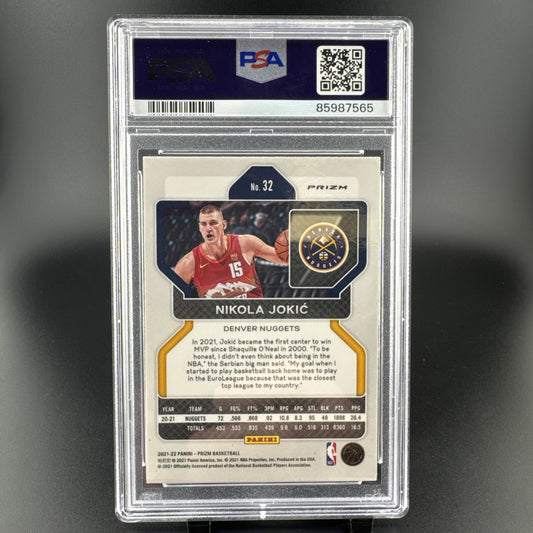 NIKOLA JOKIC 2021-22 Panini Prizm #32 Orange Ice Prizm PSA 8