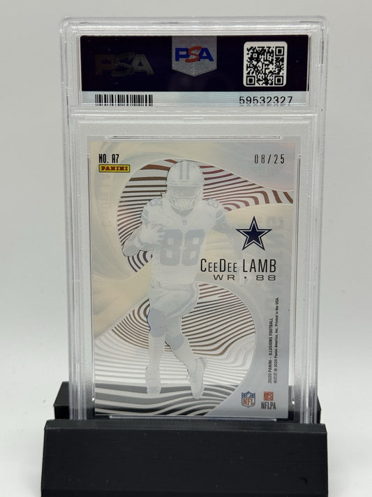 2020 Panini Illusion Ceedee Lamb Astounding Gold /25 #A7 Rookie RC PSA 10 POP 2