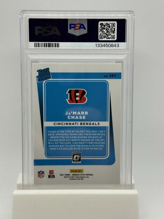 2021 Panini Donruss Optic Ja'Marr Chase #207 PSA 9 Rated Rookie Bengals