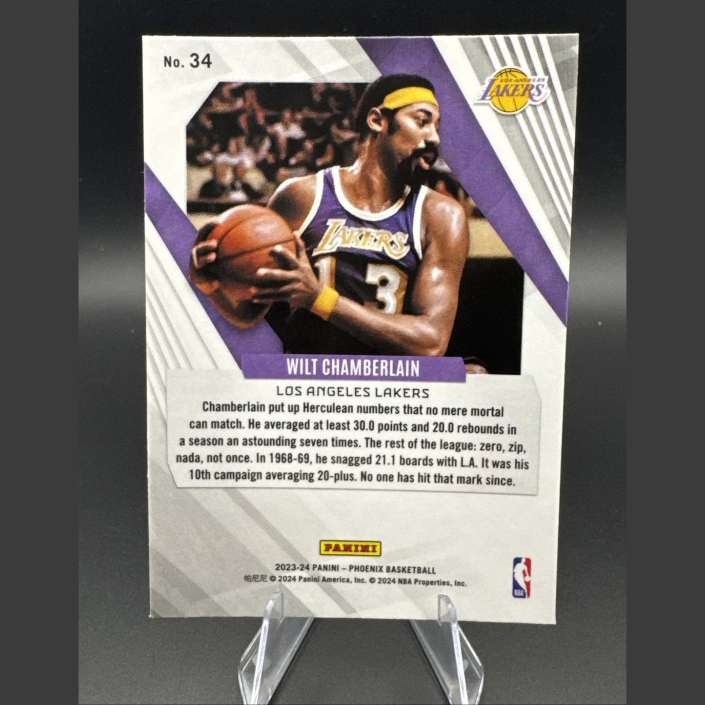 2023-24 Panini Phoenix Wilt Chamberlain #34 Teal Laser - Lakers HOF