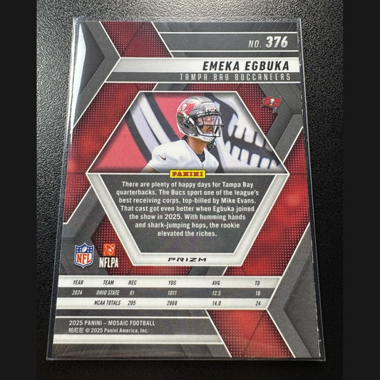 2025 Mosaic Football #376 Emeka Egbuka Silver Mosaic Prizm RC