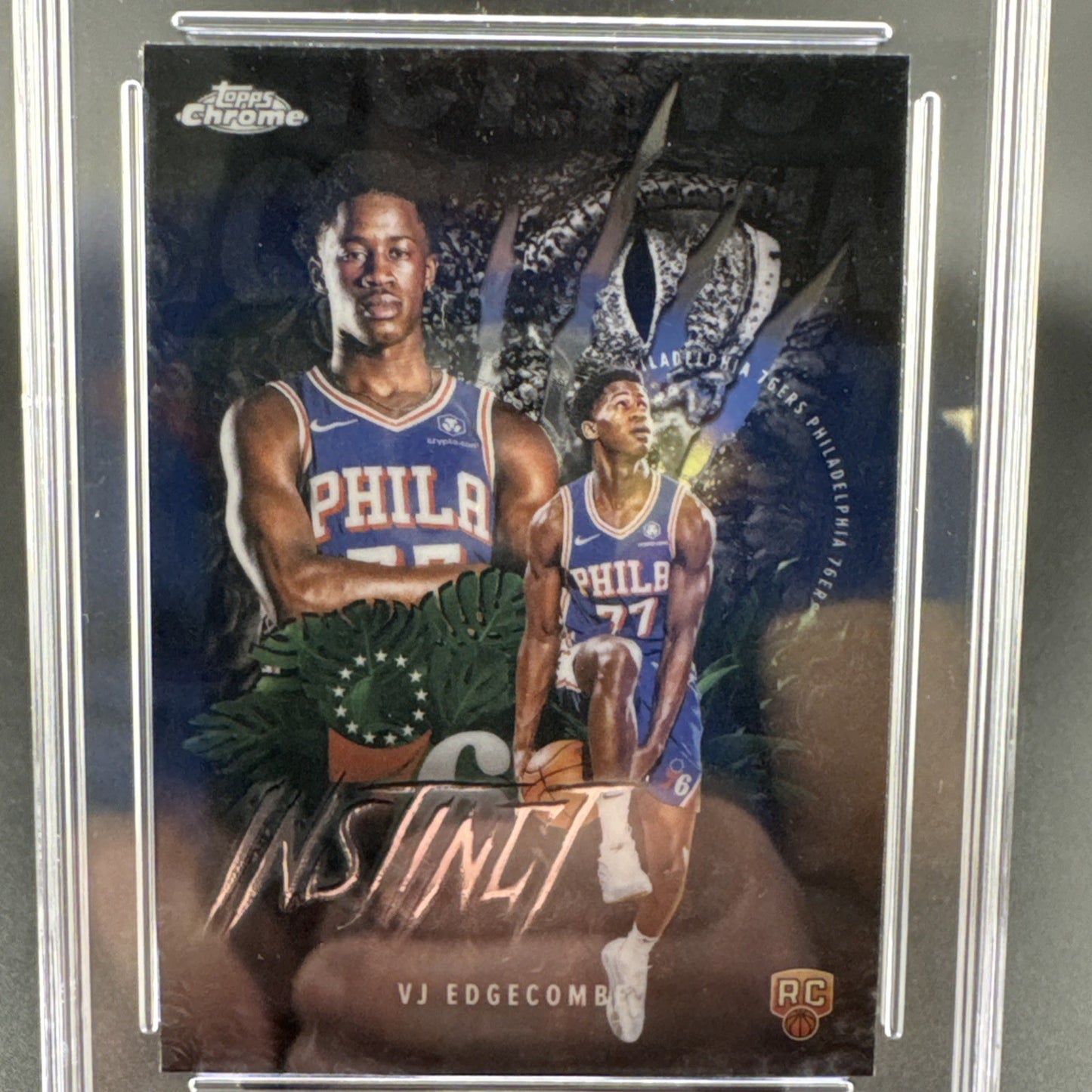 2025 Topps Chrome Basketball VJ Edgecombe Instinct Rookie #INS-13 GMA 10