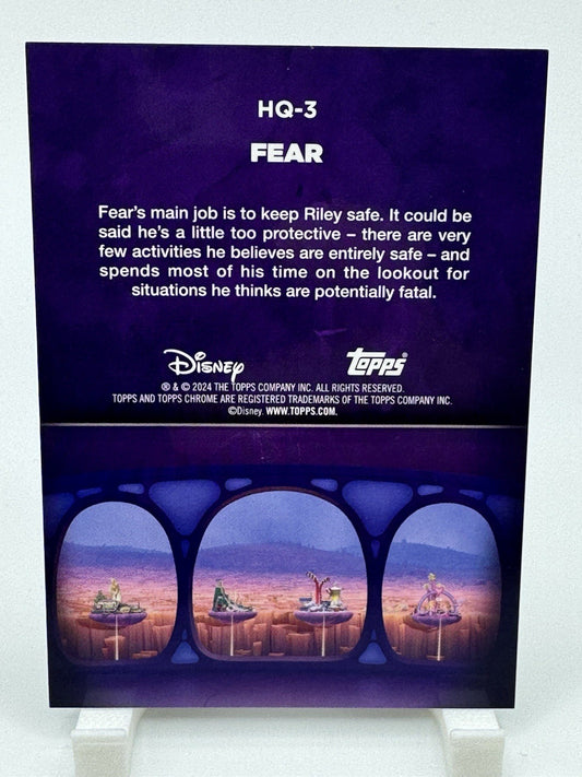 Fear Refractor 2024 Topps Chrome Disney Inside Out Headquarters HQ-3 Pixar