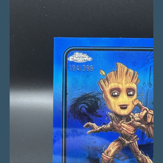 Groot 2025 Topps Chrome Marvel /299 Blue Refractor #35