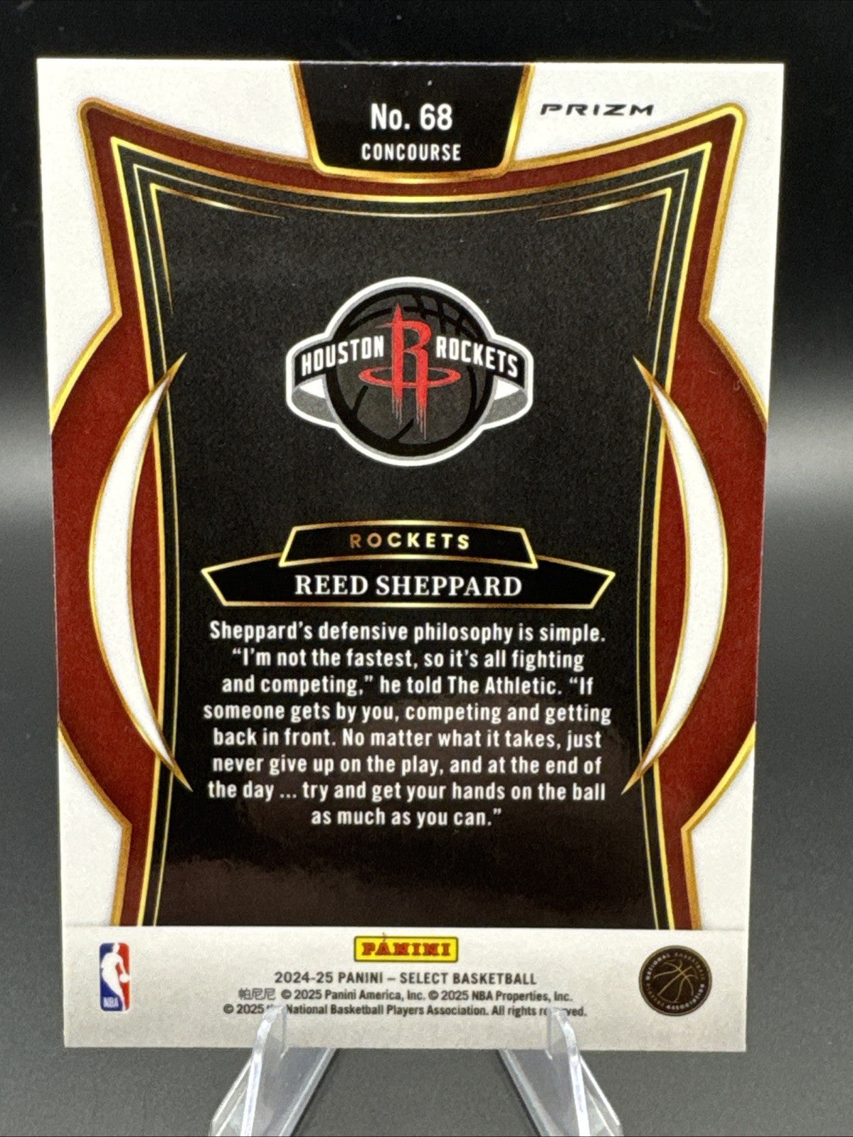 Panini 2024-25 Select Reed Sheppard #68 Rockets Red Cracked Ice Concourse