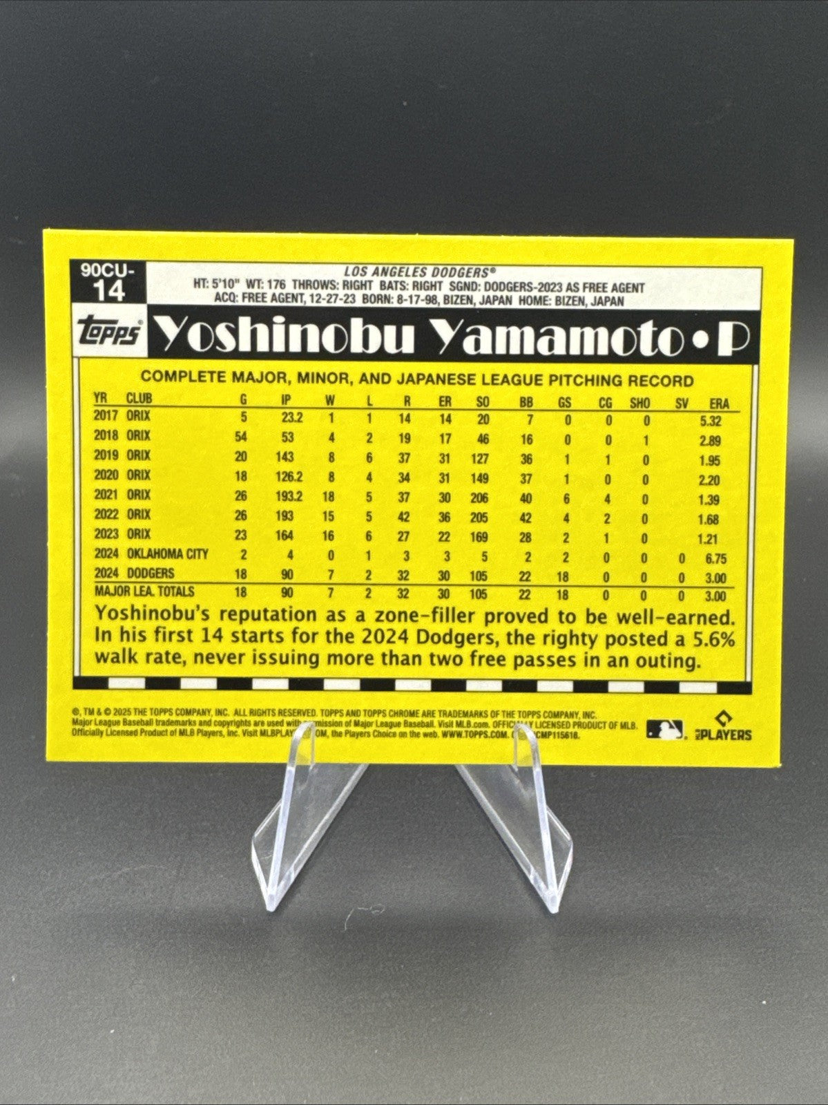 Yoshinobu Yamamoto 2025 Topps Chrome Update 1990 #90CU-14 Los Angeles Dodgers