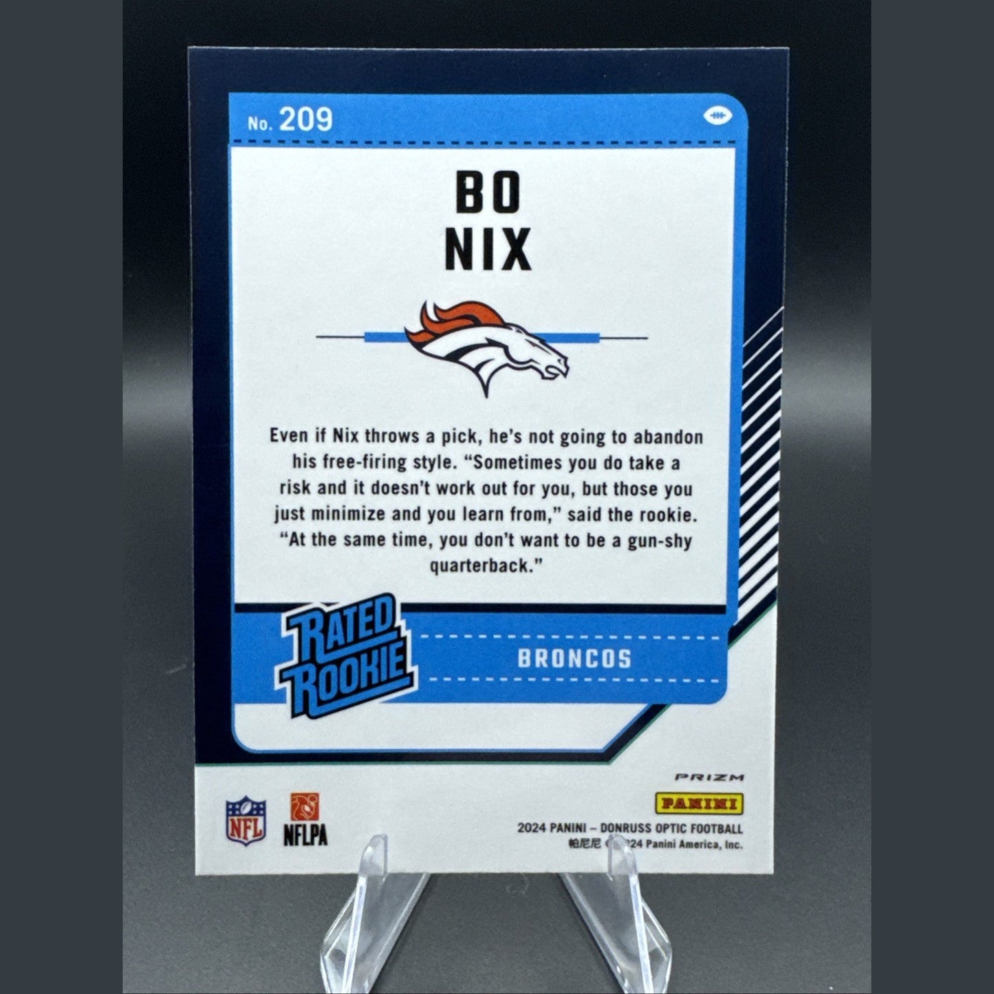 2024 Bo Nix Green Hyper Optic SP Rated Rookie #209 Panini Donruss Prizm Broncos