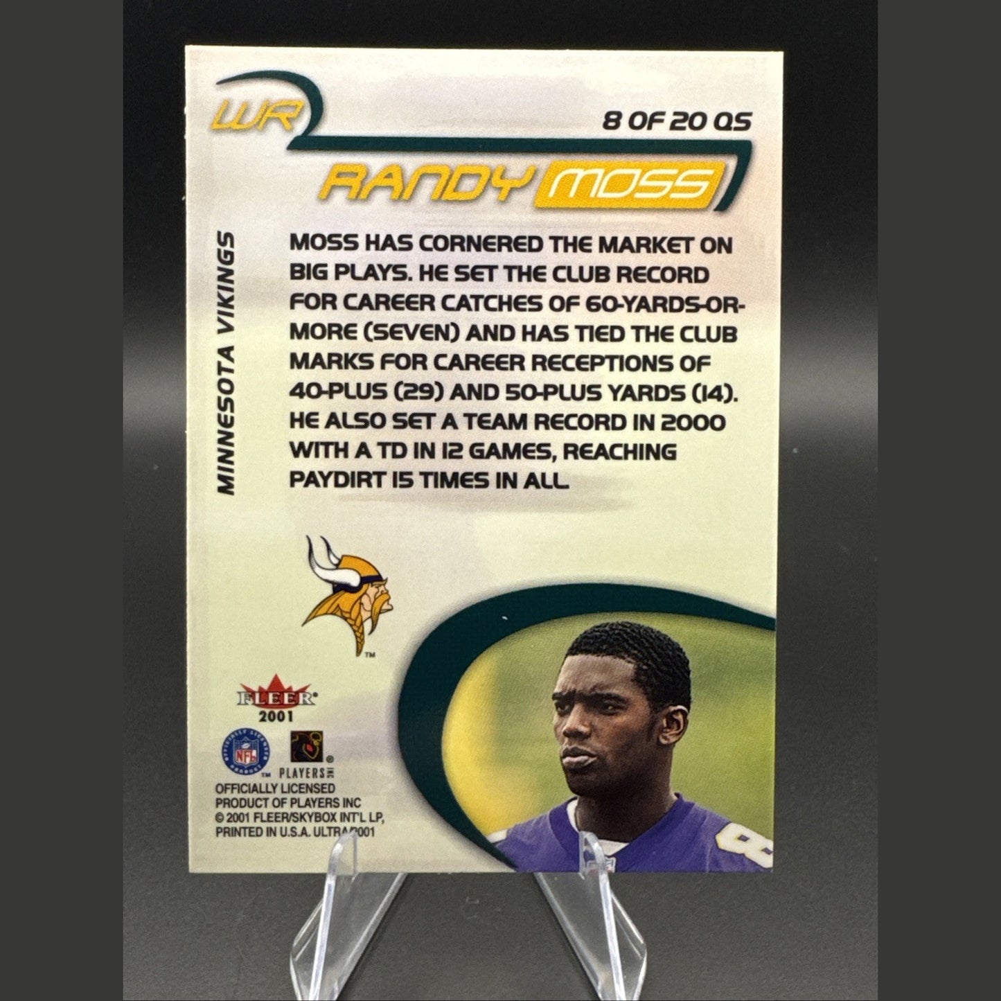 2001 Fleer Ultra Randy Moss Quick Strike Insert 8 QS Minnesota Vikings