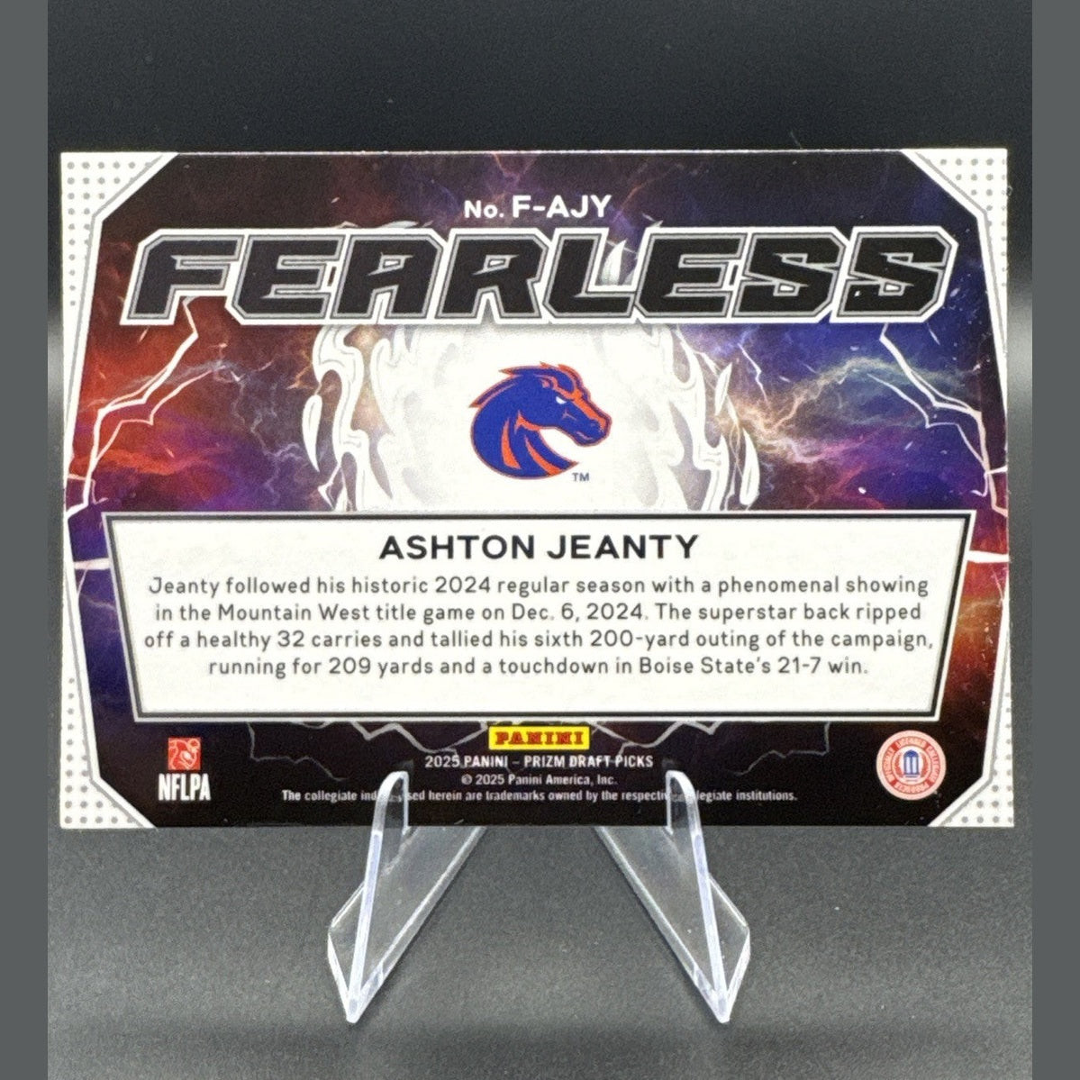 Ashton Jeanty RC Fearless 2025 Prizm Draft Picks #F-AJY