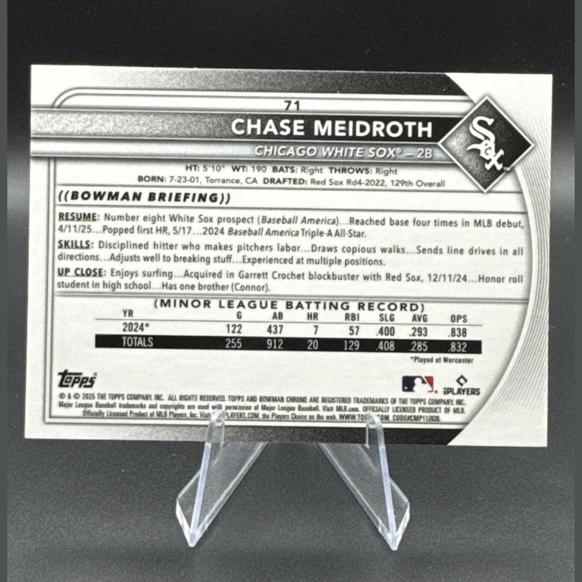 Chase Meidroth 2025 Bowman Chrome #71 Purple Geometric Refractor 221/250 RC