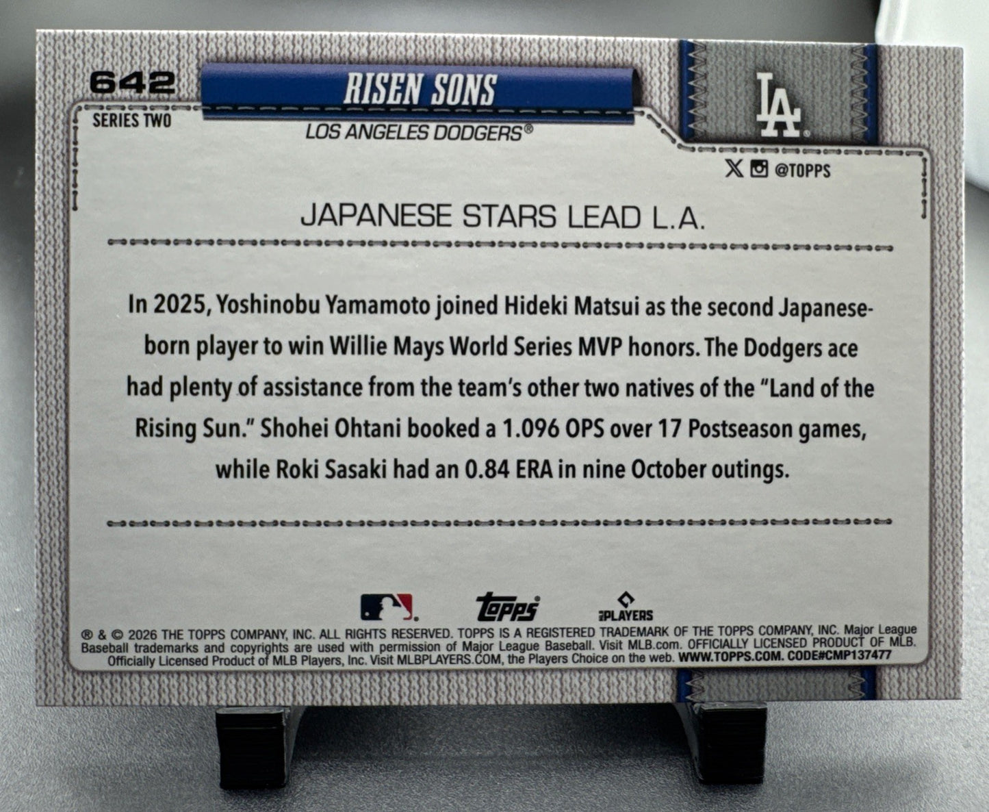 2026 Topps Series 2 Shohei Ohtani Yamamoto Sasaki Risen Sons #642 Pink Diamante
