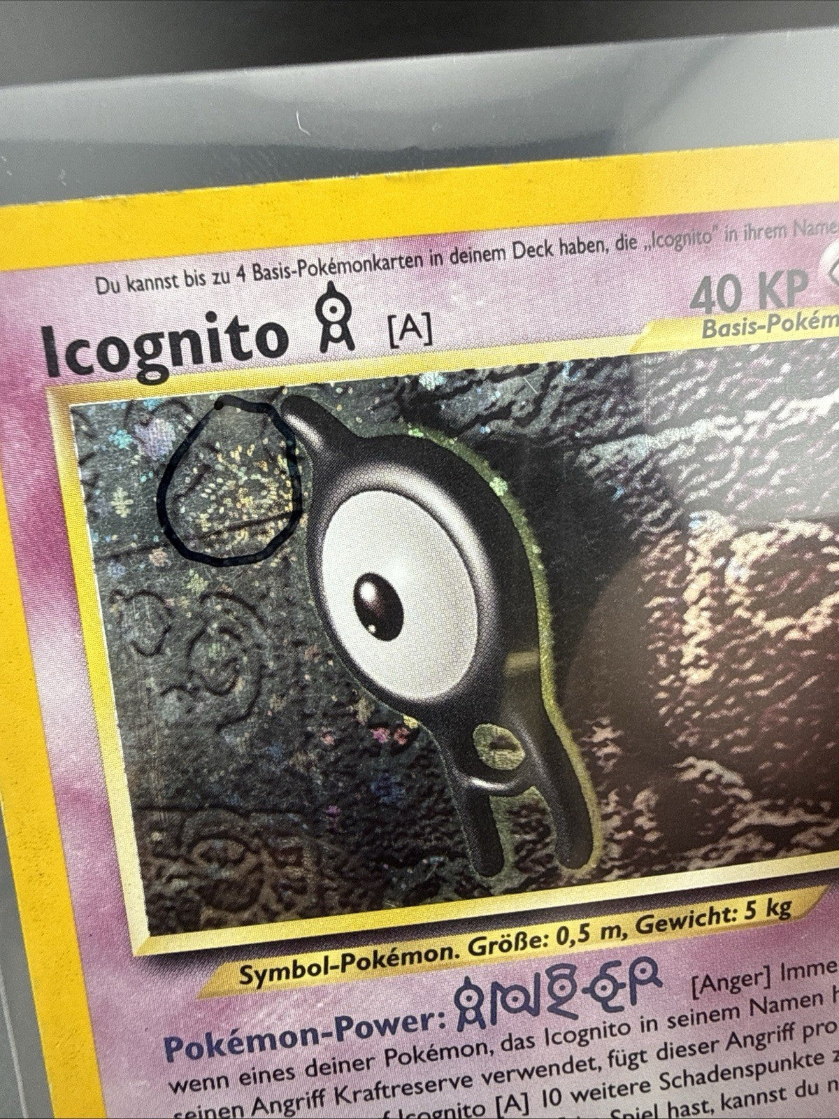 2001 German Unown. 14/75 HOLO WITH SWIRL.