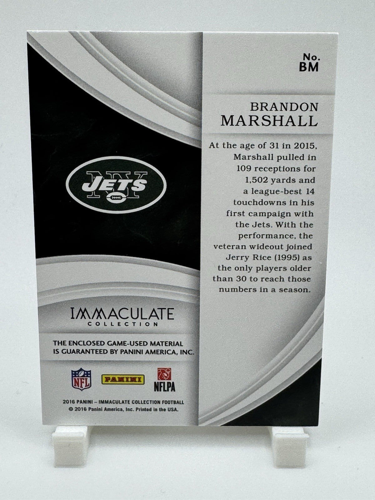 2016 Panini Immaculate Numbers Memorabilia 11/15 Brandon Marshall #BM