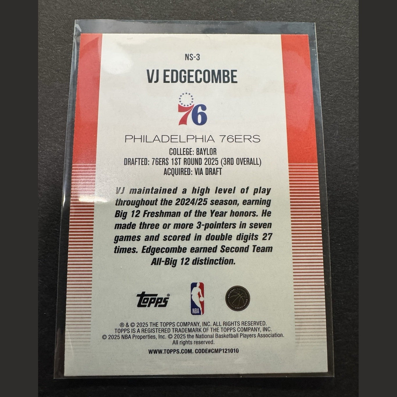 2025 Topps Flagship VJ Edgecomb New School RC Philadelphia 76ers