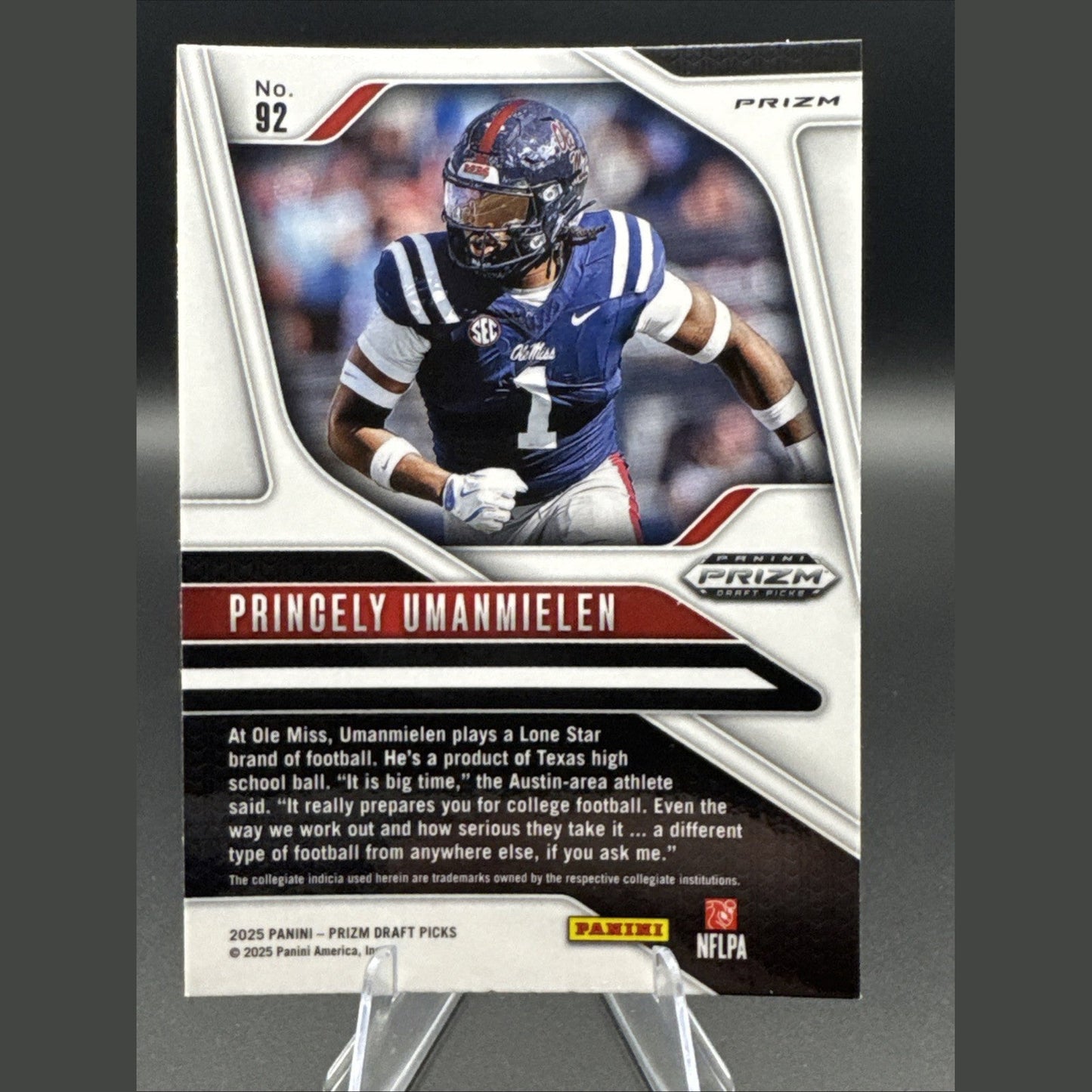 Princely Umanmielen 2025 Prizm Draft Picks Purple Wave Rookie #92