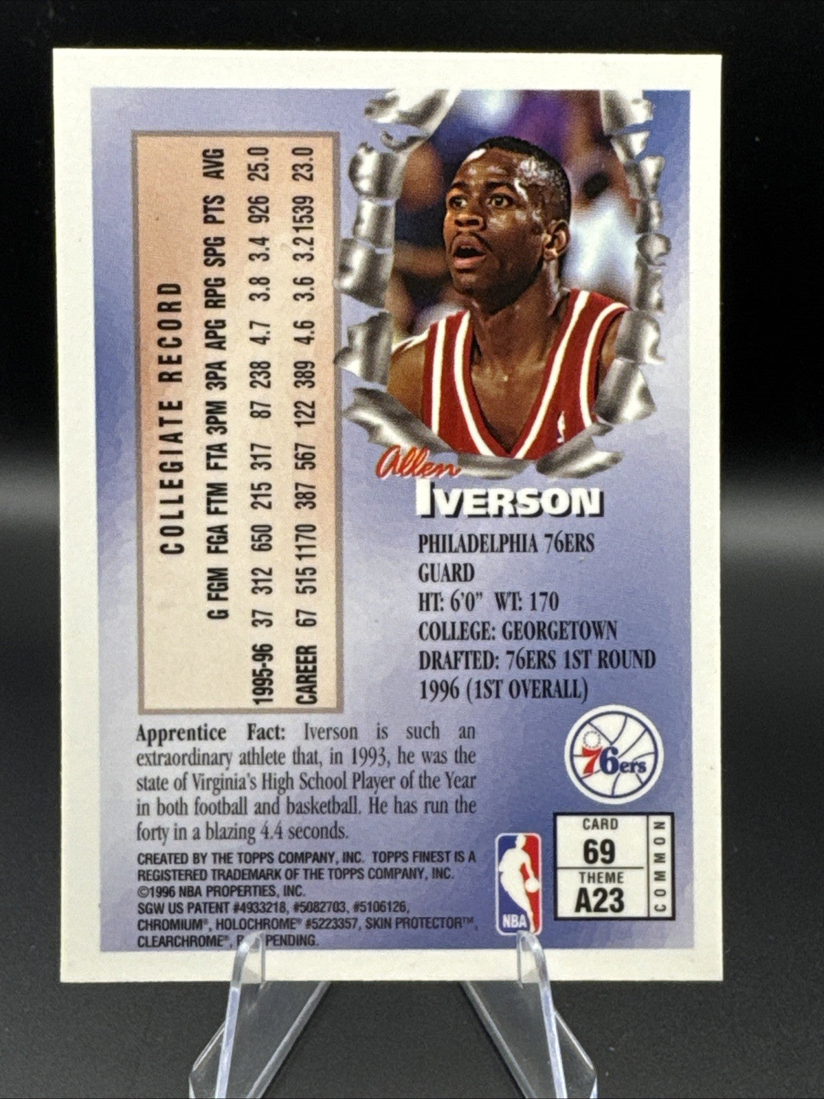 1996-97 Topps Finest Allen Iverson Philadelphia 76ers Apprentices Bronze #69
