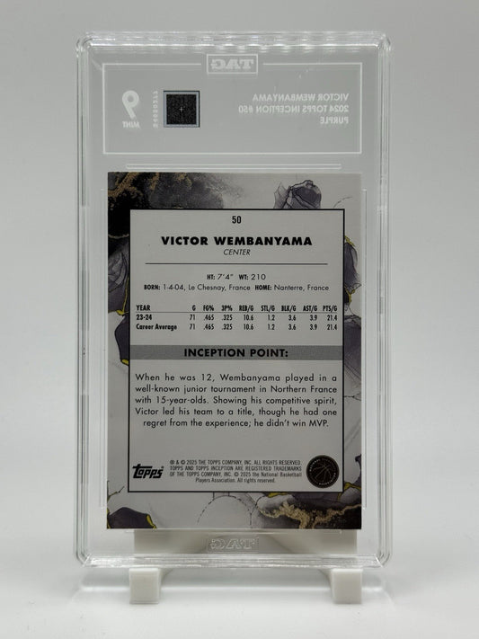 2024-25 Topps Inception Victor Wembanyama #50 Purple /150 TAG 9
