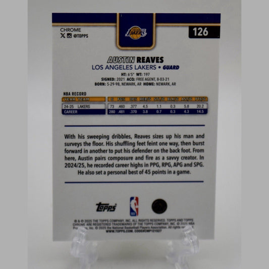 2025-26 Austin Reaves Topps Chrome #126 X-Fractor Los Angeles Lakers