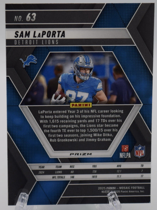 2025 Panini Mosaic - Sam LaPorta #63 Green Mosaic Prizm