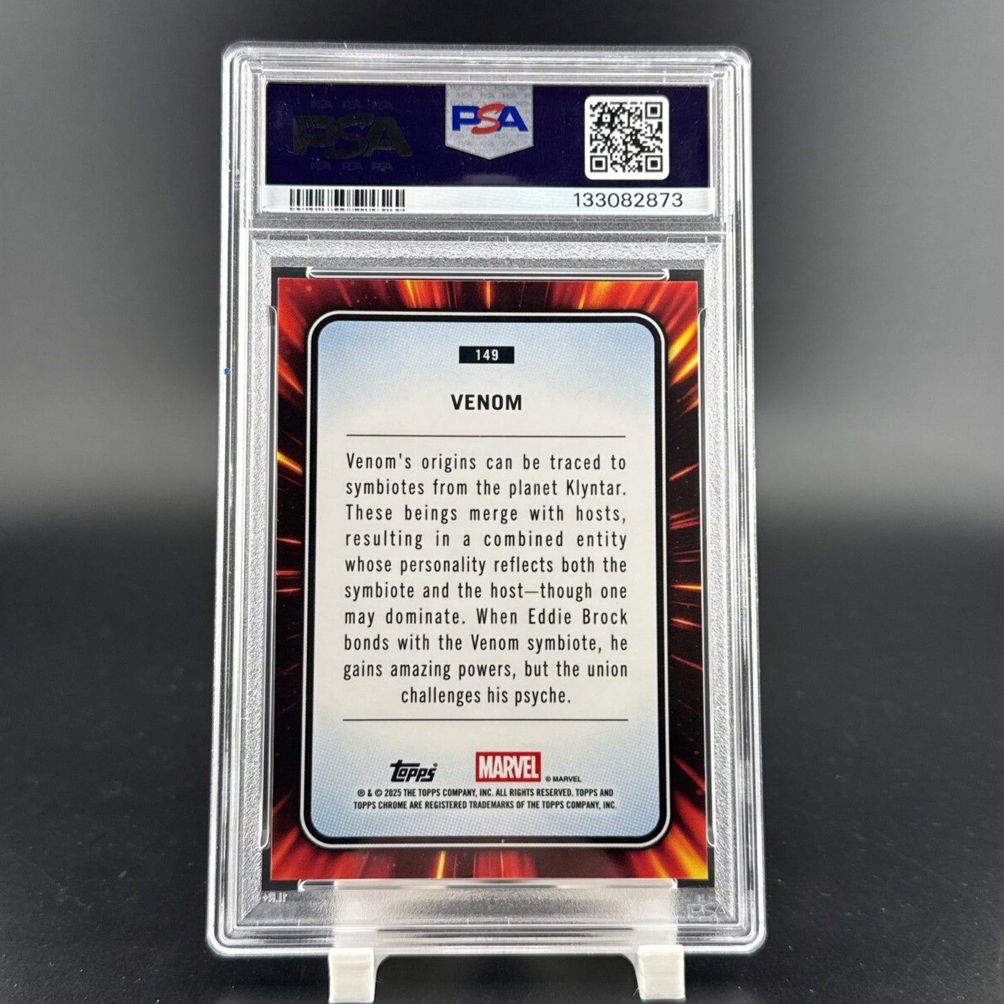 2025 Topps Chrome Marvel Venom #149 Blue & Red Spider Web Refractor /62 PSA 8