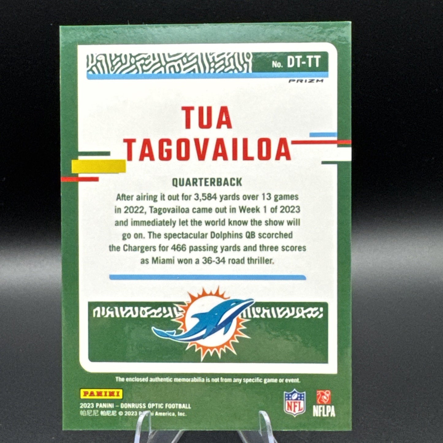 2023 Tua Tagovailoa Panini Donruss Optic Hyper Prizm Threads MEM #DT-TT