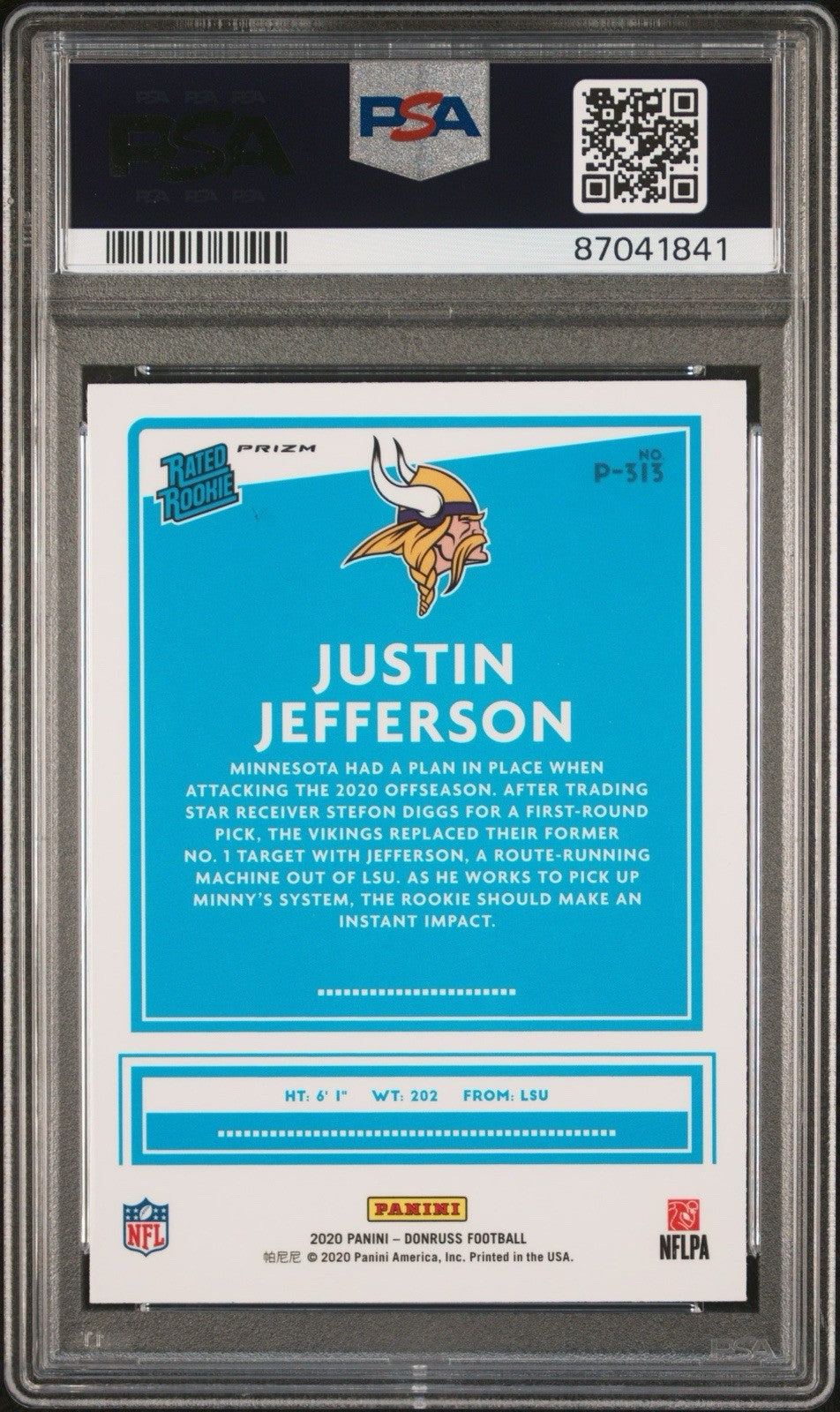2020 Panini Donruss - Rated Rookie Justin Jefferson #P-313 Optic Preview Pink...