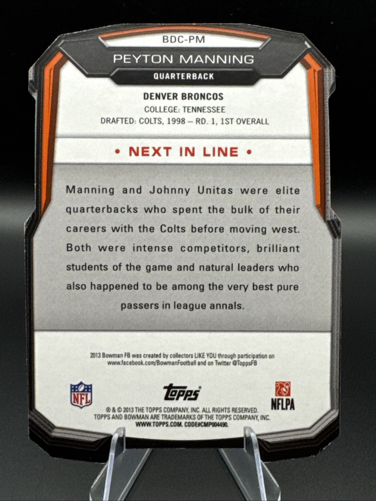 2013 BOWMAN DIE-CUT PEYTON MANNING #BDC-PM