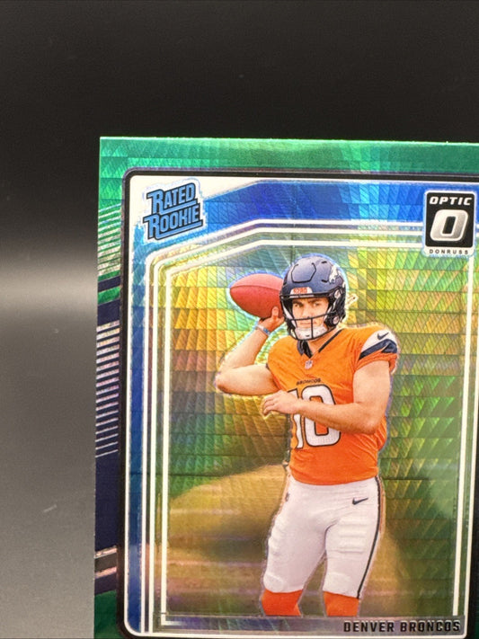 2024 Bo Nix Green Hyper Optic SP Rated Rookie #209 Panini Donruss Prizm Broncos