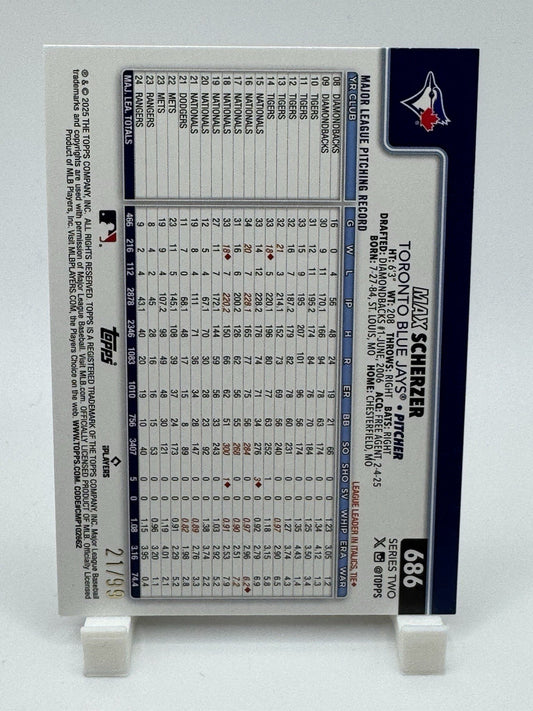 2025 Topps Series 2 Max Scherzer Hot Dogs /99 Toronto Blue Jays #686
