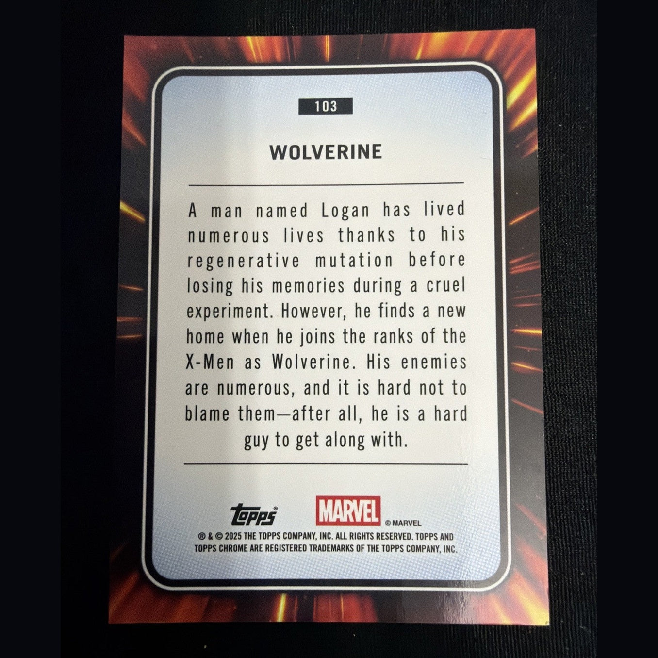 2025 Topps Chrome Marvel Wolverine Purple Shimmer /75