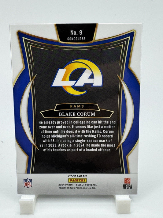 2024 Panini Select Concourse Blue & Black Shock #9 Blake Corum RC (RAMS) !