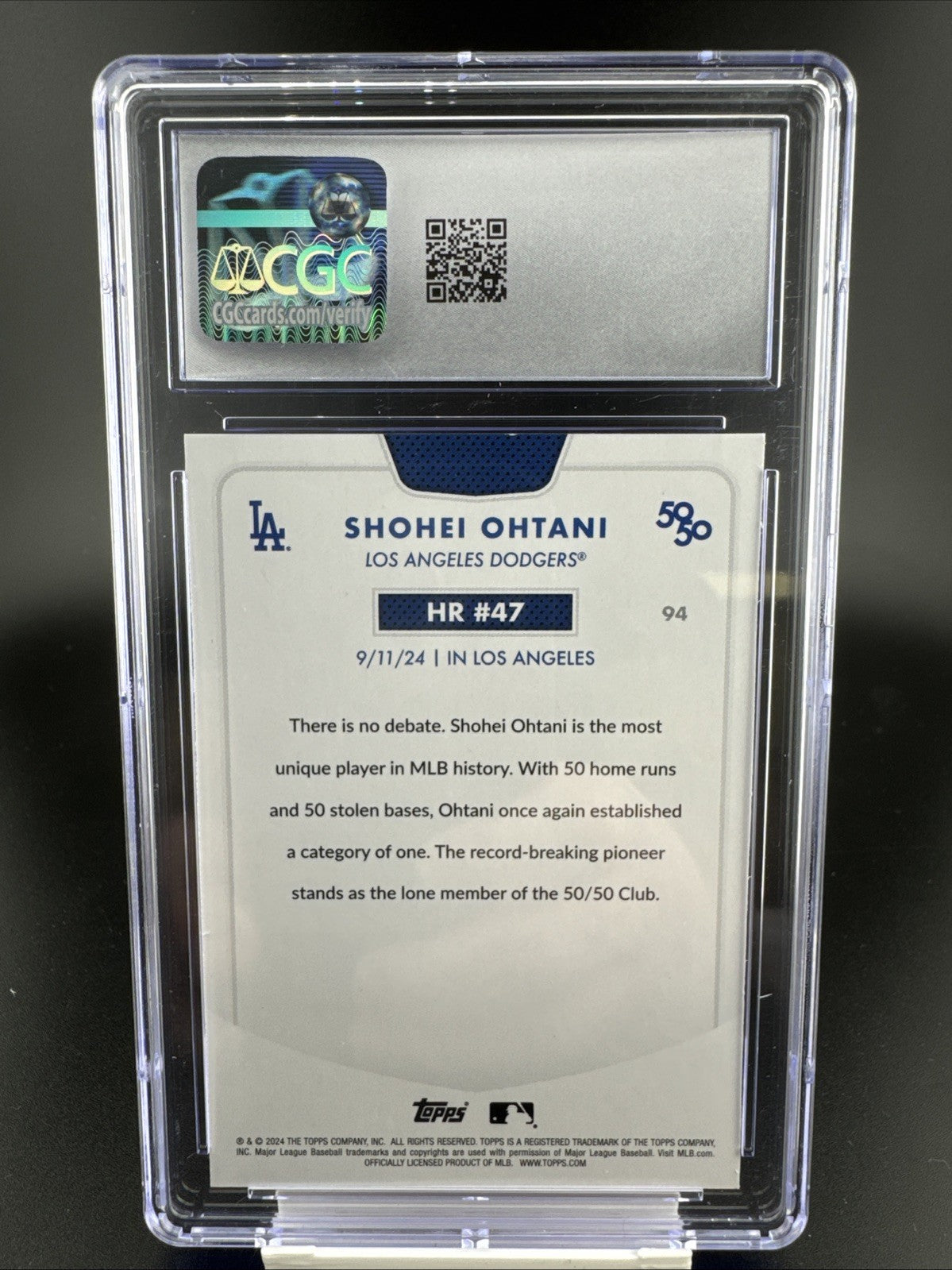 2024 Topps 50/50: Shohei Ohtani - Shohei Ohtani #94 HR #47 CGC 9