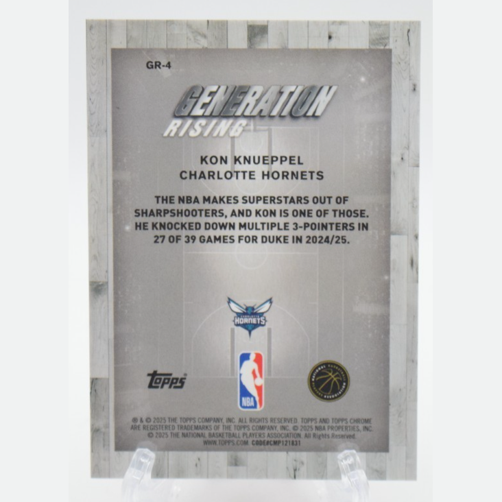 2025/26 Topps Chrome Kon Knueppel Generation Rising Orange Refractor RC 22/25