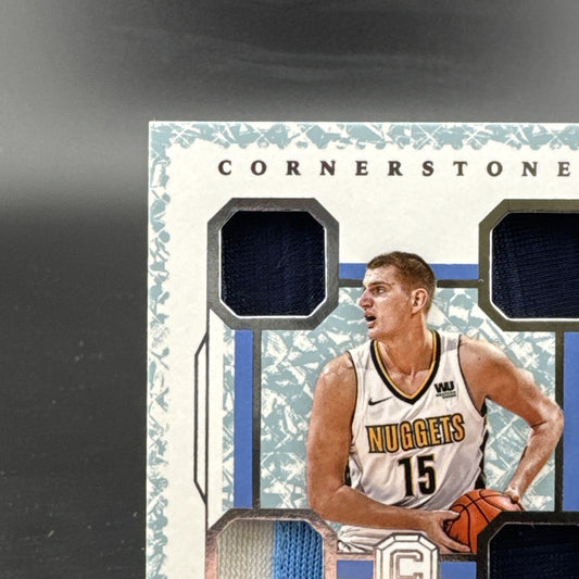 2017-18 Cornerstones Quad Relic Granite Nikola Jokic 49/75 Blue On Card Auto