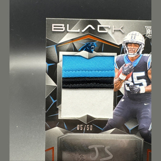 2024 Panini Black - Rookie Patch Autograph Ja'Tavion Sanders #222 Emerald 5/50