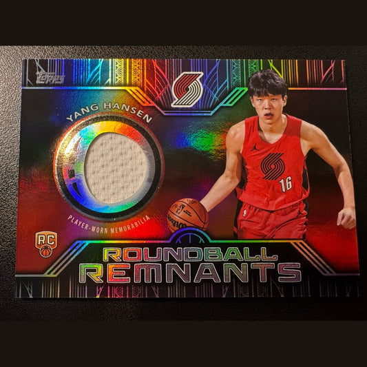 Yang Hansen 2025-2026 Topps Basketball Roundball Remnants Relic RC Trailblazers