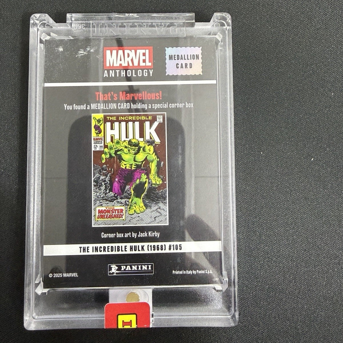 Marvel Anthology Panini 2025 Medallion Card Hulk