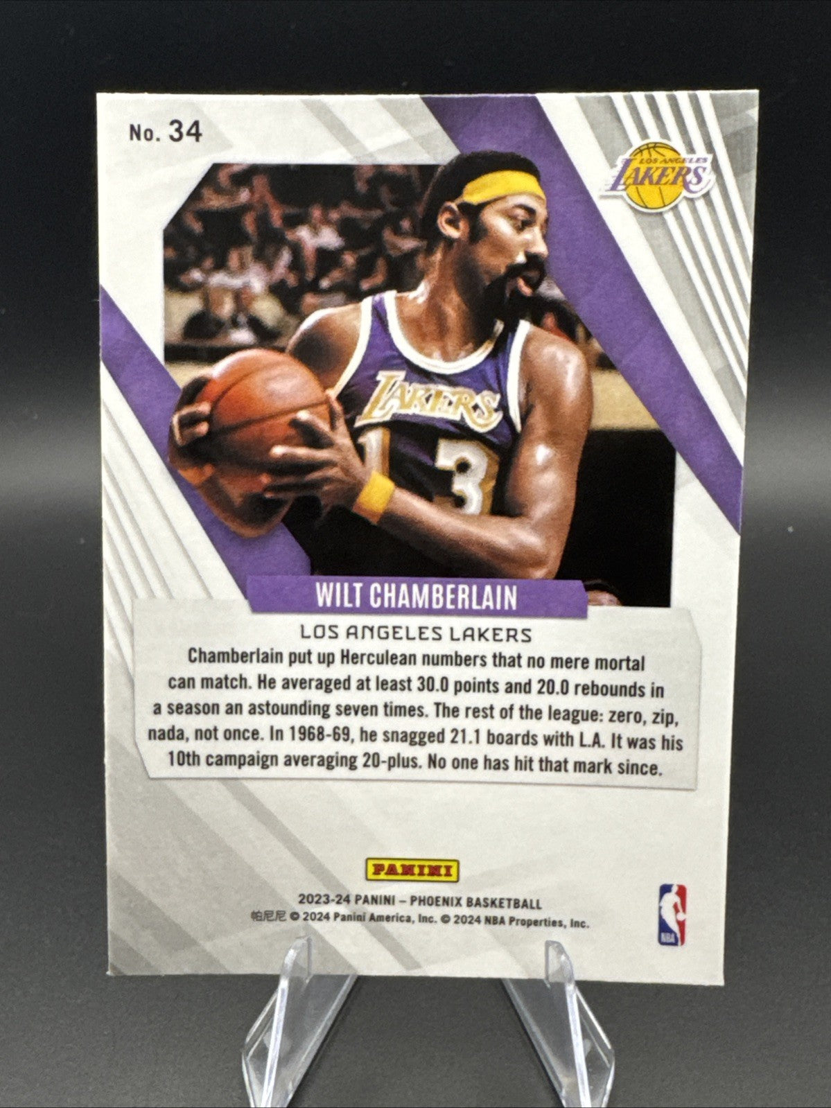 2023-24 Panini Phoenix Wilt Chamberlain #34 Teal Laser - Lakers HOF