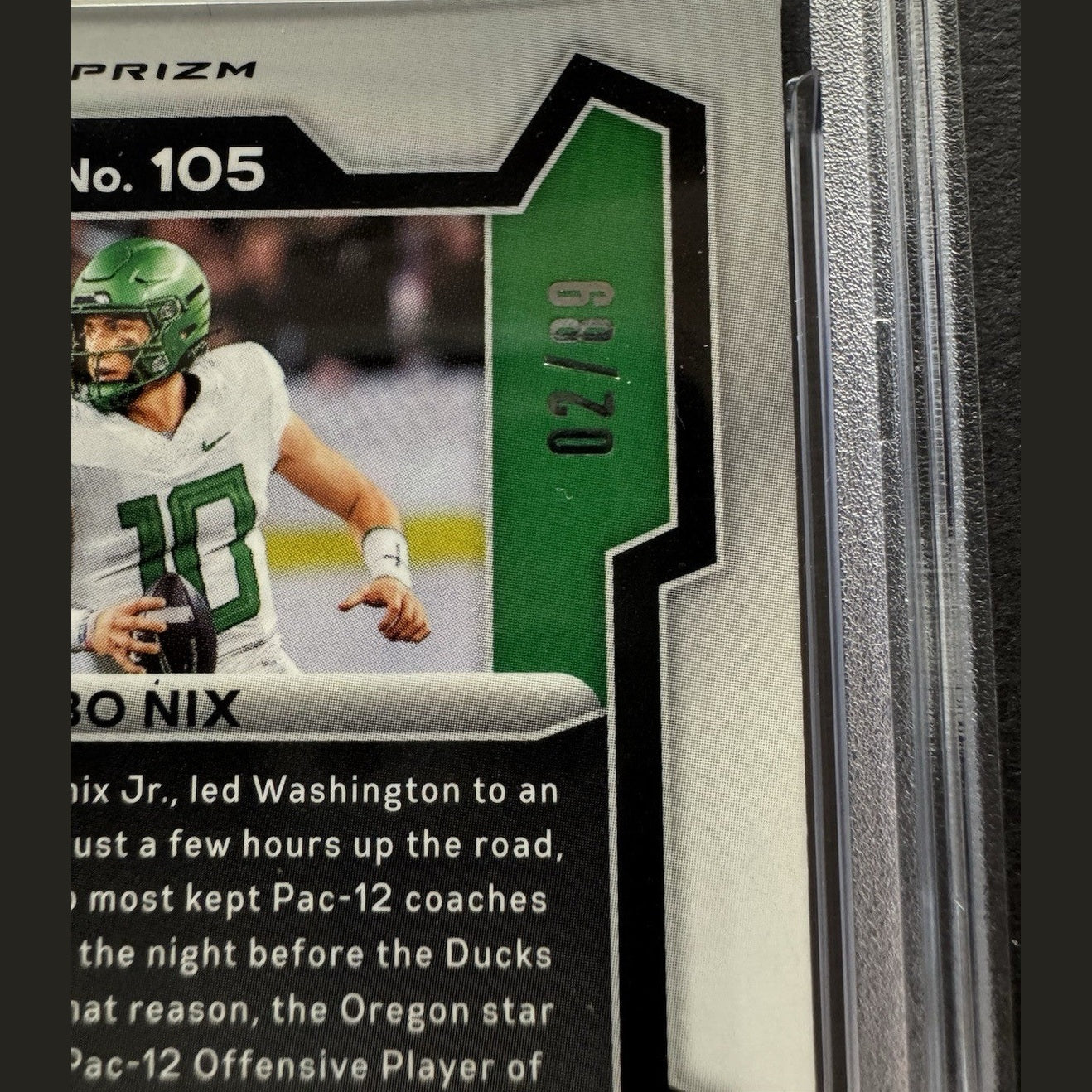 2024 Panini Prizm Draft Picks Bo Nix Blue Finite RC /89 PSA GEM MT 10