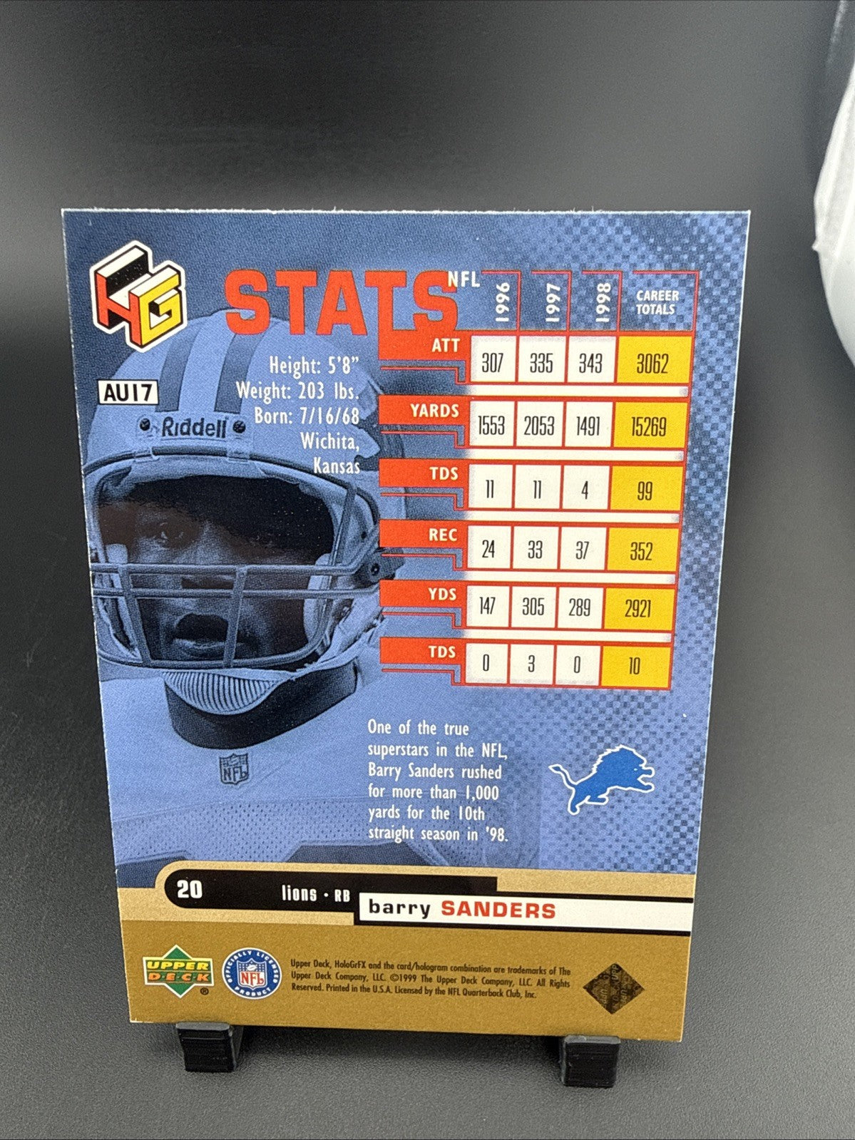 1999 Upper Deck HoloGrFX Ausome #17 Barry Sanders