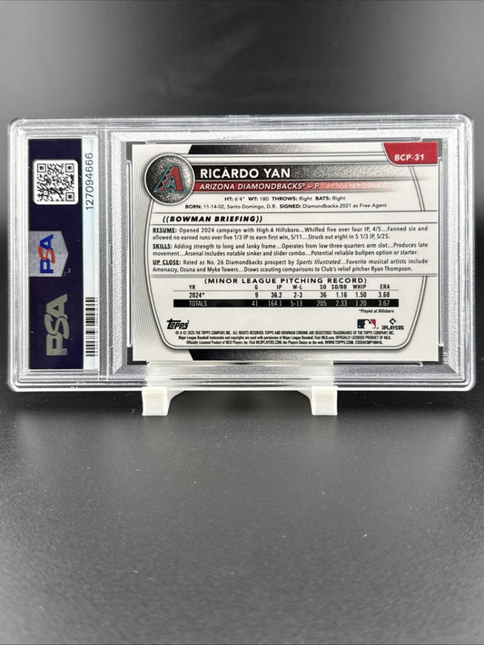 2025 Bowman Ricardo Yan Chrome Pros-Green Geometric PSA 9 #BCP31